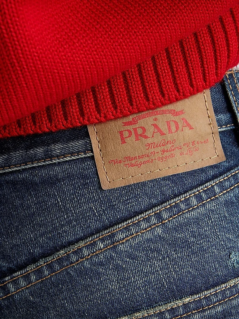 Five-Pocket Washed Denim Jeans