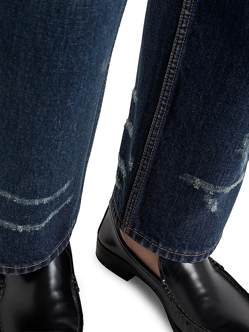 Five-Pocket Washed Denim Jeans