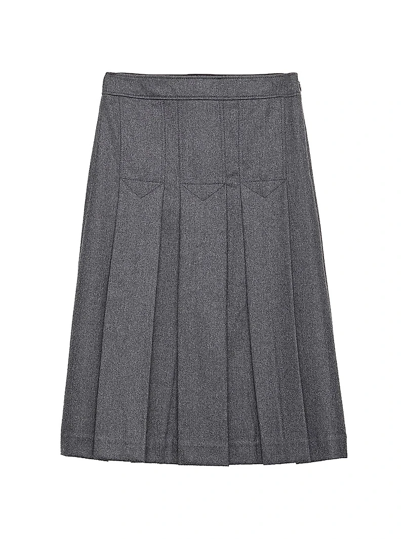 Pleated Flannel Skirt