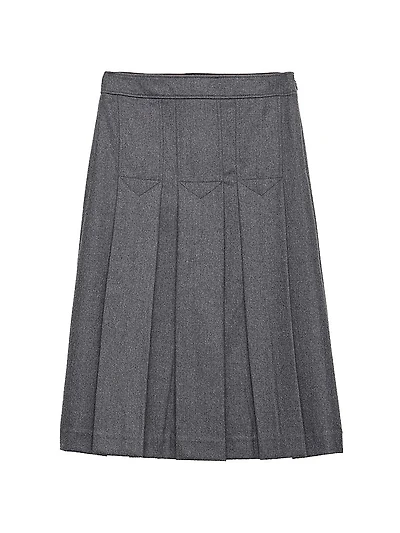 Pleated Flannel Skirt