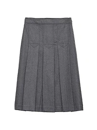 Pleated Flannel Skirt