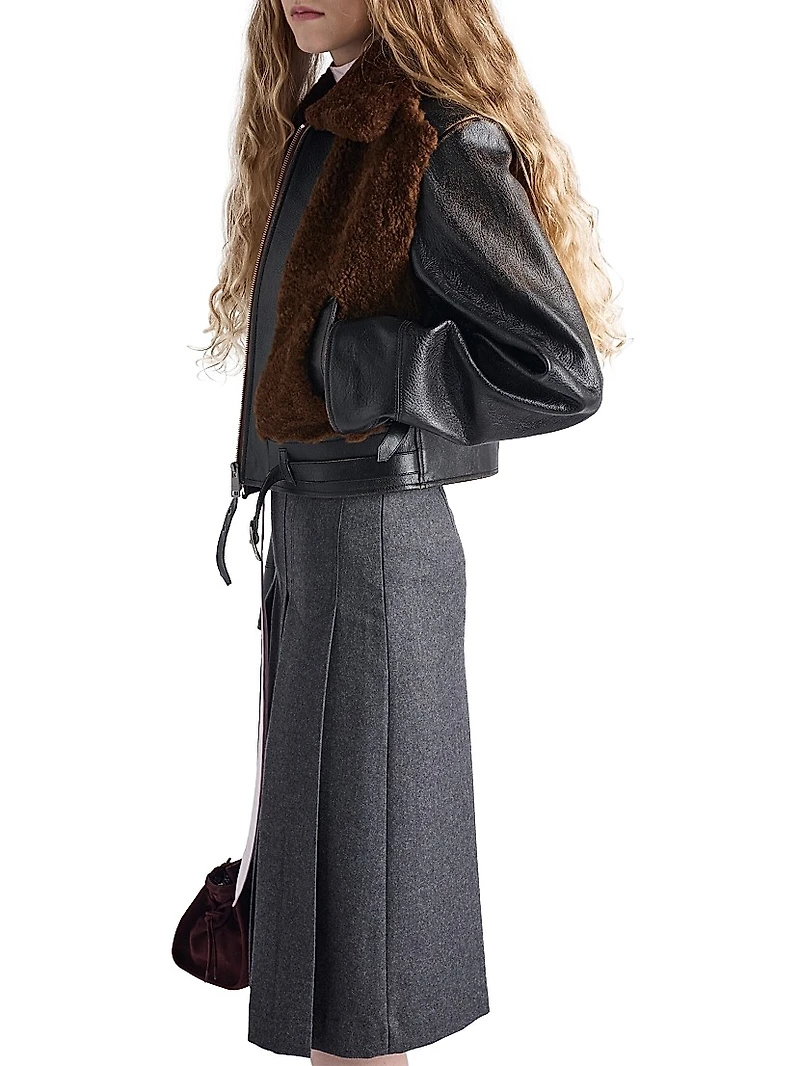 Pleated Flannel Skirt