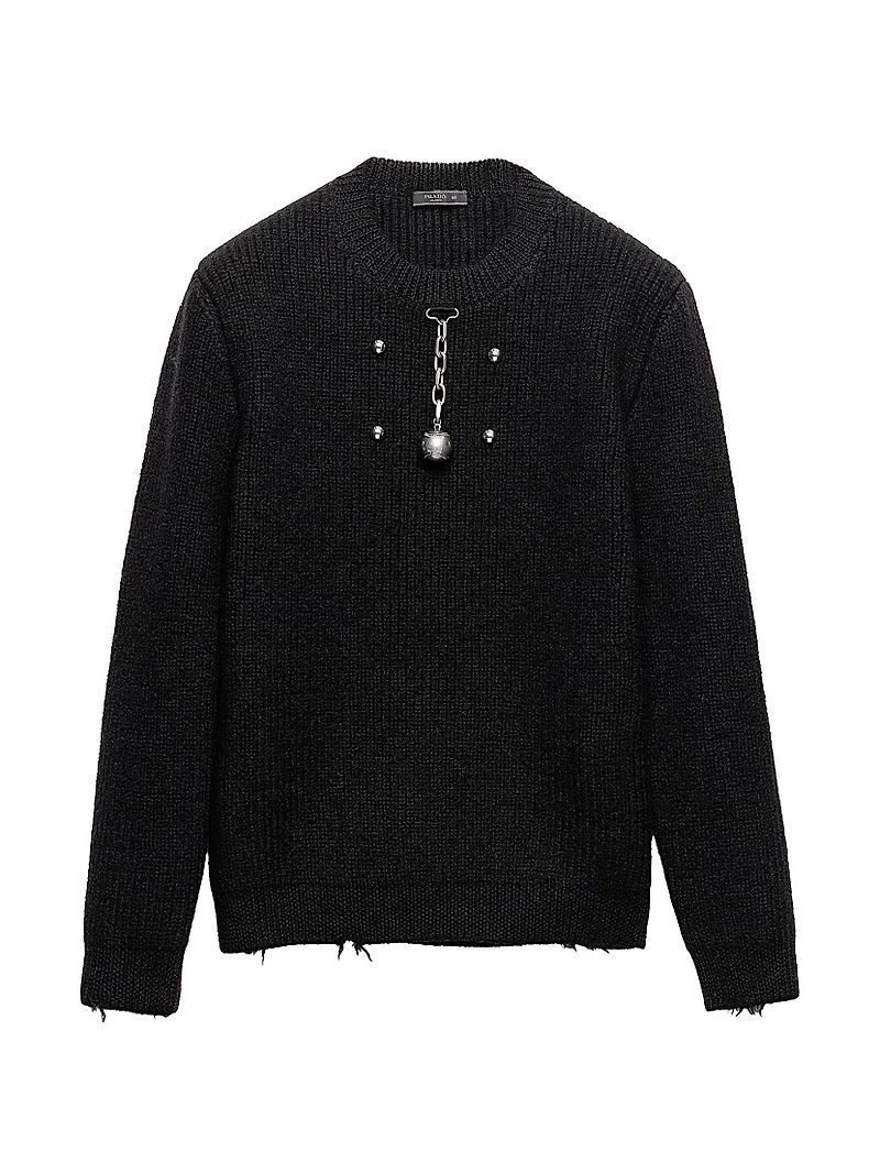 Wool Crew-Neck Sweater with Pendant