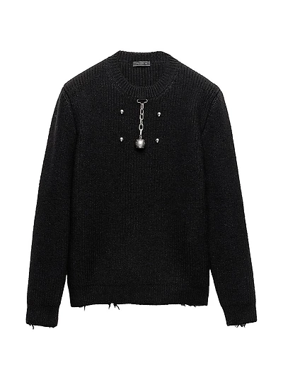Wool Crew-Neck Sweater with Pendant