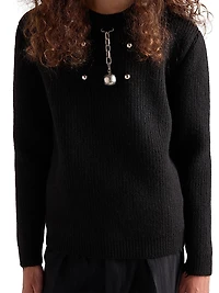 Wool Crew-Neck Sweater with Pendant