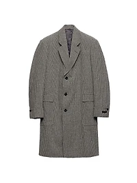 Single Breasted Houndstooth Check Wool Coat