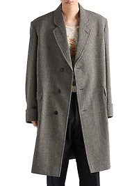 Single Breasted Houndstooth Check Wool Coat