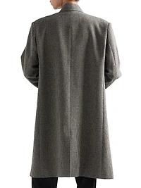 Single Breasted Houndstooth Check Wool Coat