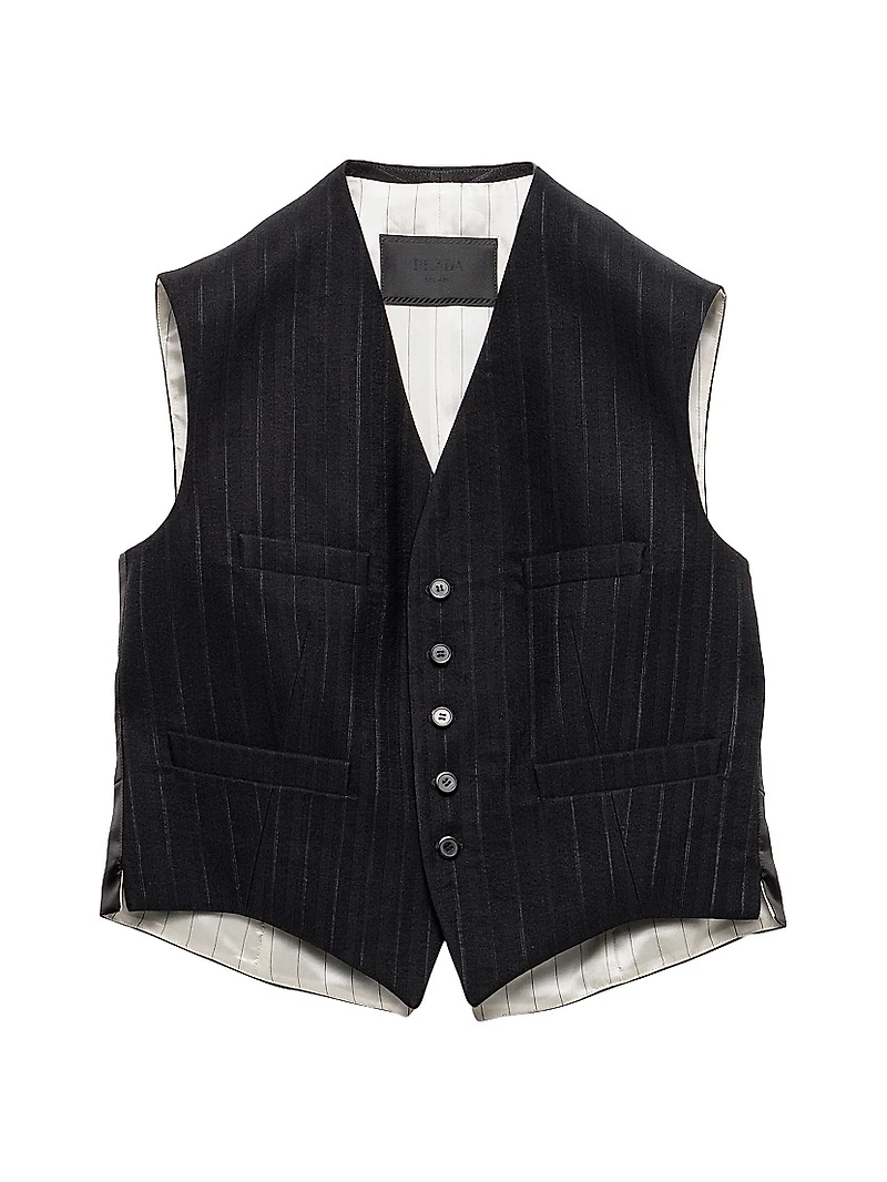 Single-Breasted Wool Blend Vest