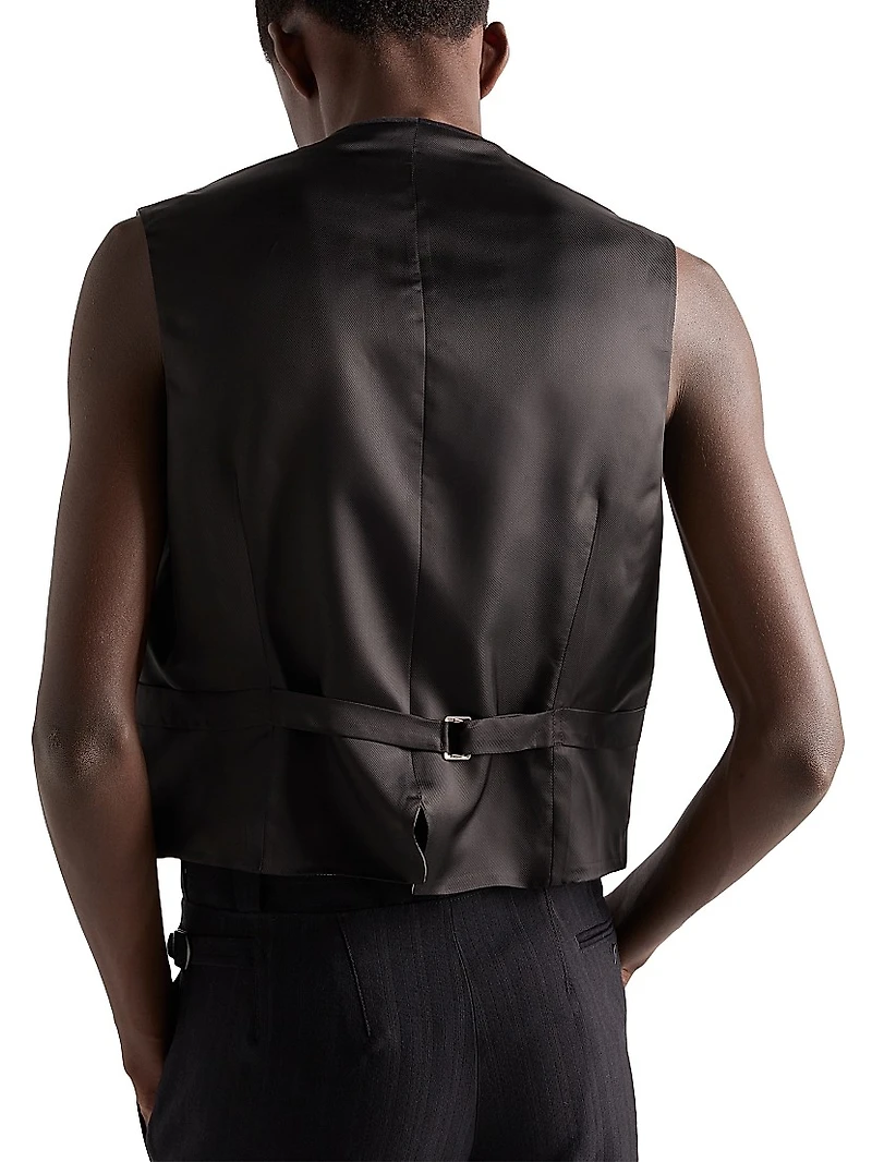 Single-Breasted Wool Blend Vest