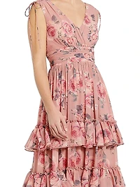 Floral Chiffon Tiered Gown