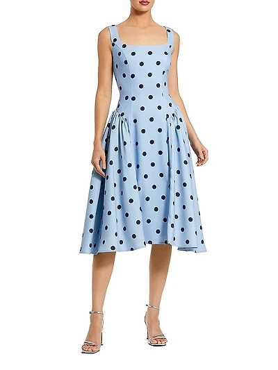 Polka Dot Crepe Midi-Dress
