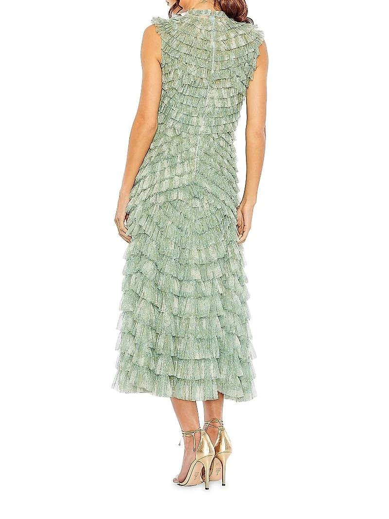 Micro Ruffle Midi-Dress