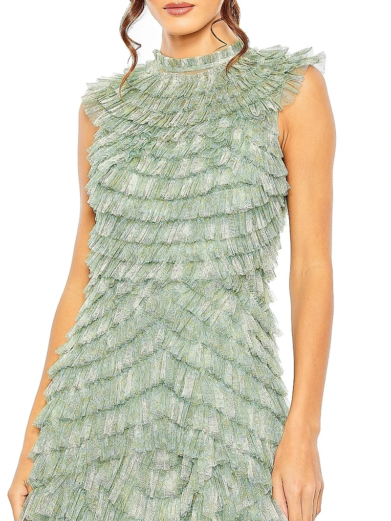 Micro Ruffle Midi-Dress