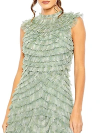 Micro Ruffle Midi-Dress