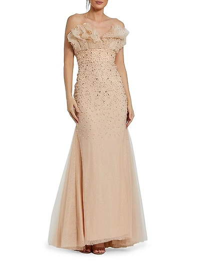 Embellished Ruffle Mermaid Gown