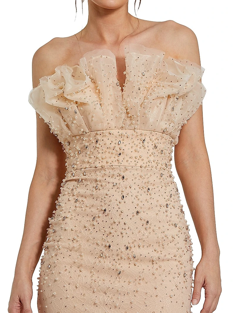 Embellished Ruffle Mermaid Gown