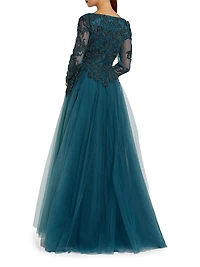 Embellished Tulle A-Line Gown