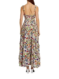 Ruffle Floral Sweetheart Maxi Dress