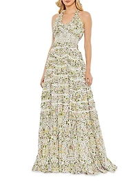 Floral Ruffle Tiered Smocked Maxi Dress