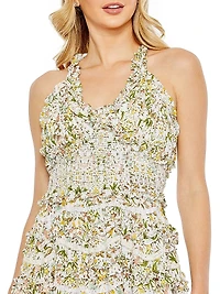 Floral Ruffle Tiered Smocked Maxi Dress