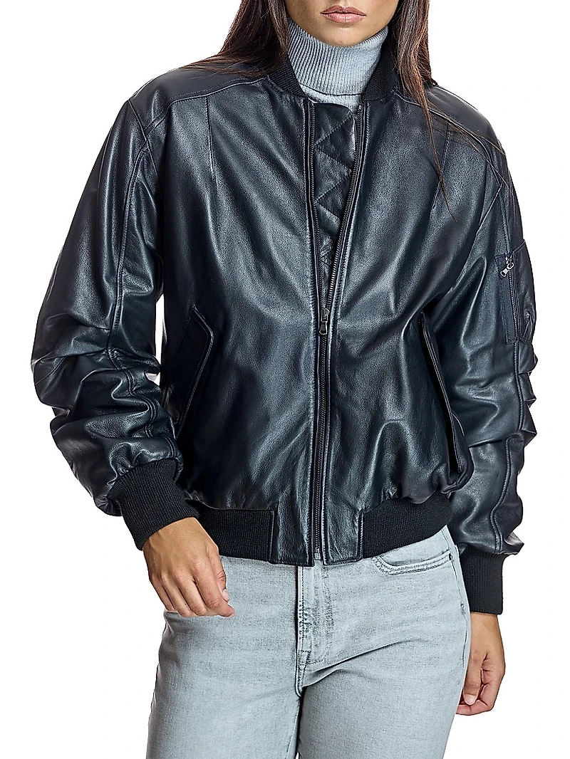 Maximilian Oversized Leather Bomber