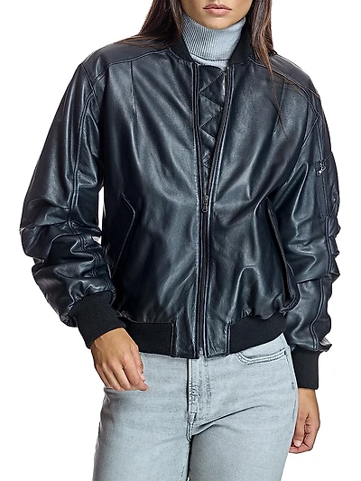 Maximilian Oversized Leather Bomber