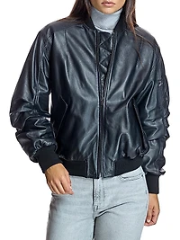 Maximilian Oversized Leather Bomber