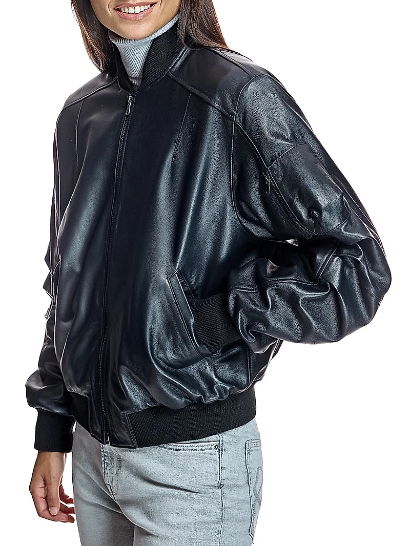 Maximilian Oversized Leather Bomber