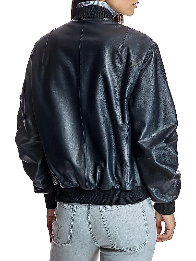 Maximilian Oversized Leather Bomber