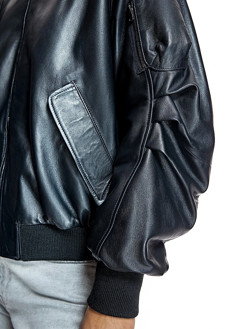 Maximilian Oversized Leather Bomber
