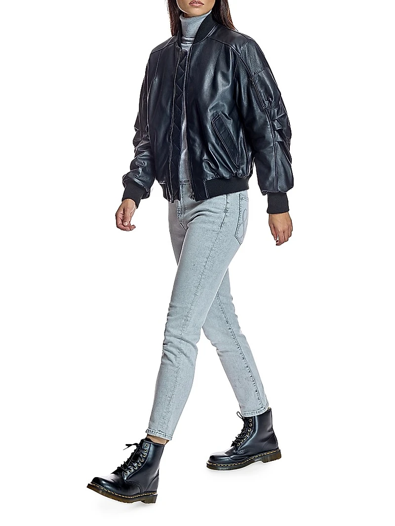 Maximilian Oversized Leather Bomber