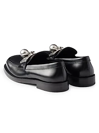 Men's Brushed Leather Loafers with Metal Ring