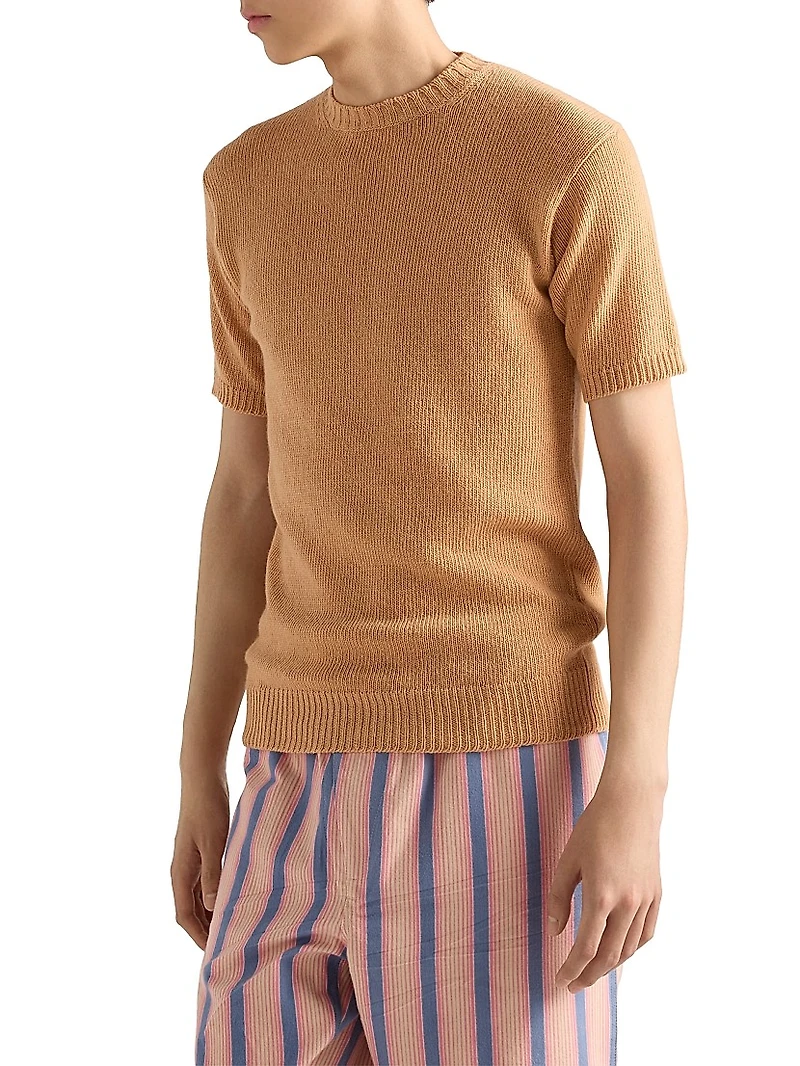 Short-Sleeved Wool and Cashmere Sweater