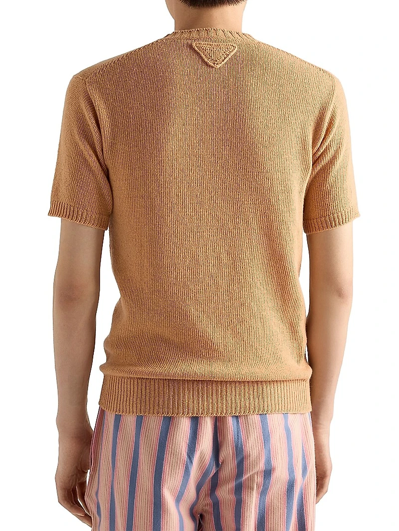 Short-Sleeved Wool and Cashmere Sweater