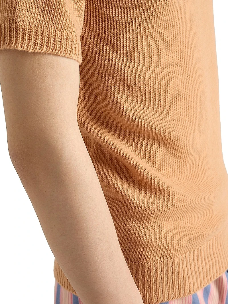 Short-Sleeved Wool and Cashmere Sweater