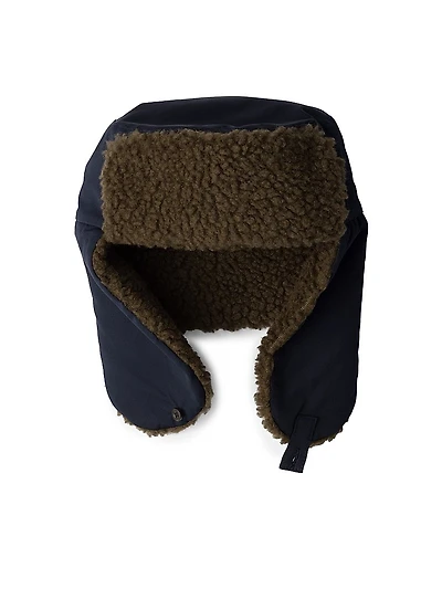 Poplin Trapper Hat with Fleece Lining