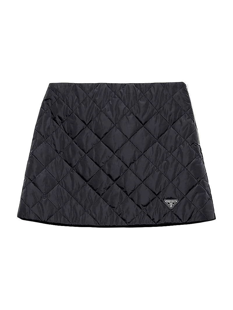 Lightweight Quilted Re-Nylon Miniskirt