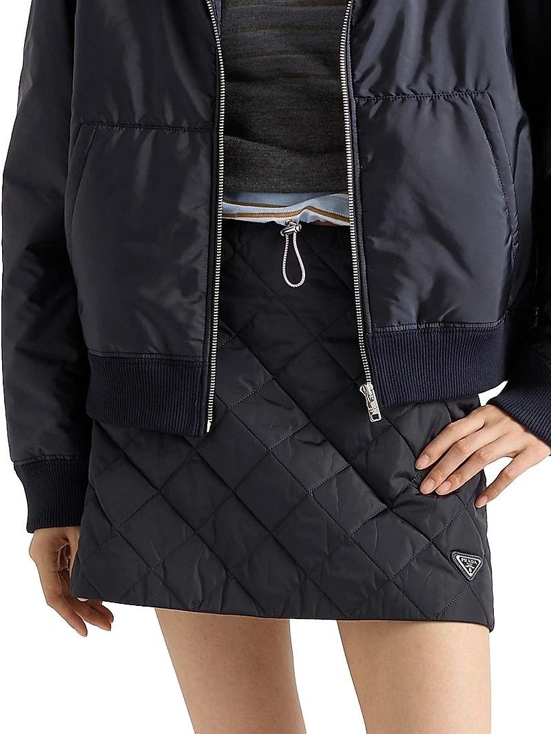 Lightweight Quilted Re-Nylon Miniskirt