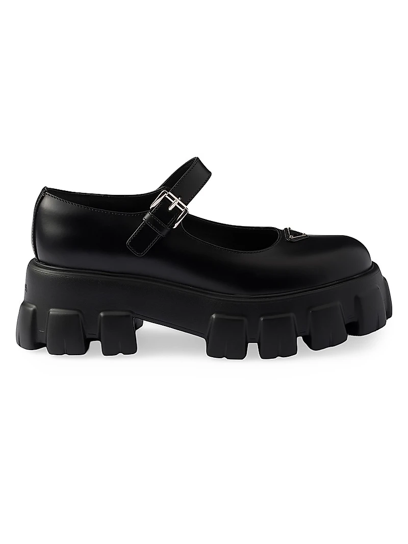 Brushed Leather Monolith Mary Janes