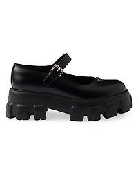 Brushed Leather Monolith Mary Janes