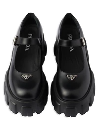 Brushed Leather Monolith Mary Janes