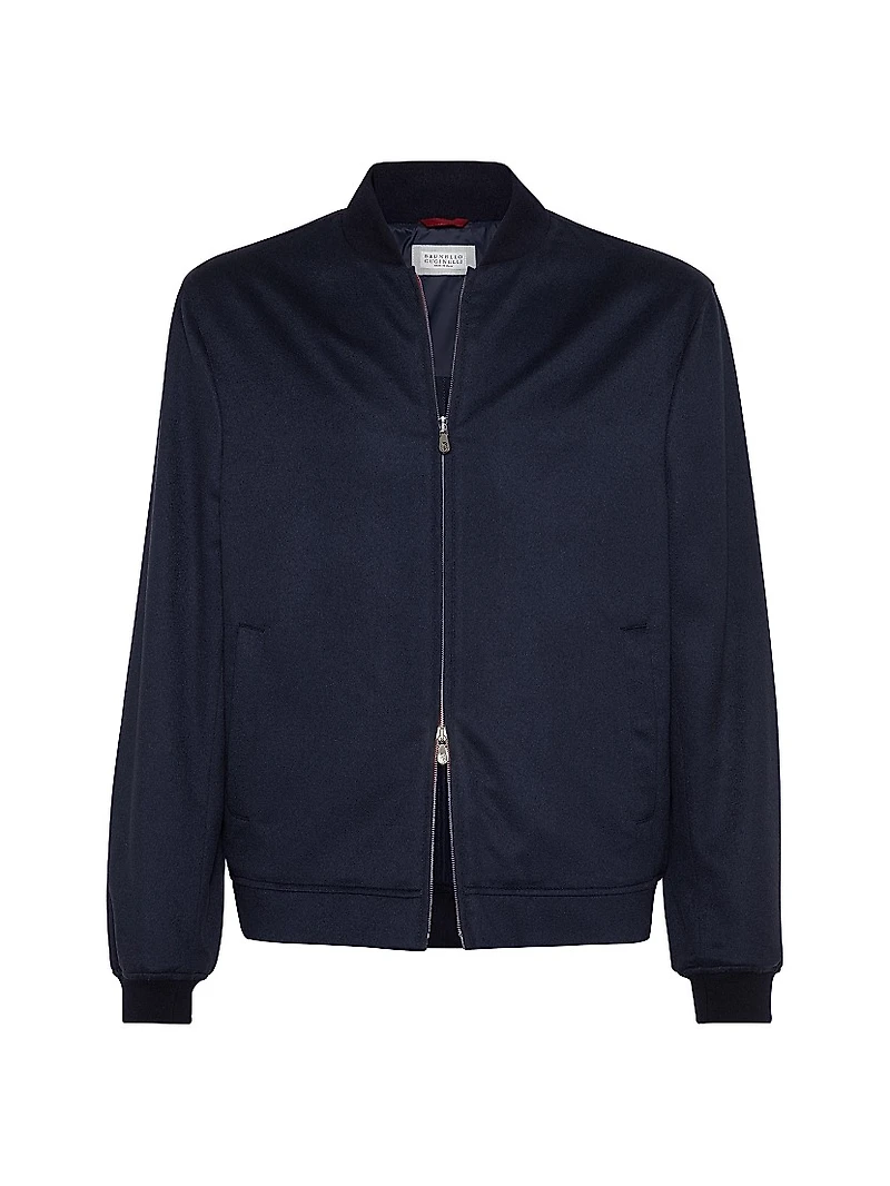 Lightweight Cashmere Flannel Bomber Jacket