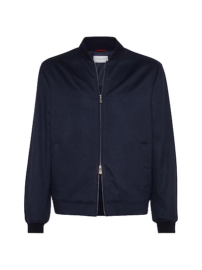 Lightweight Cashmere Flannel Bomber Jacket