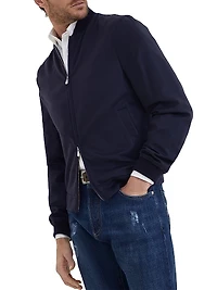 Lightweight Cashmere Flannel Bomber Jacket