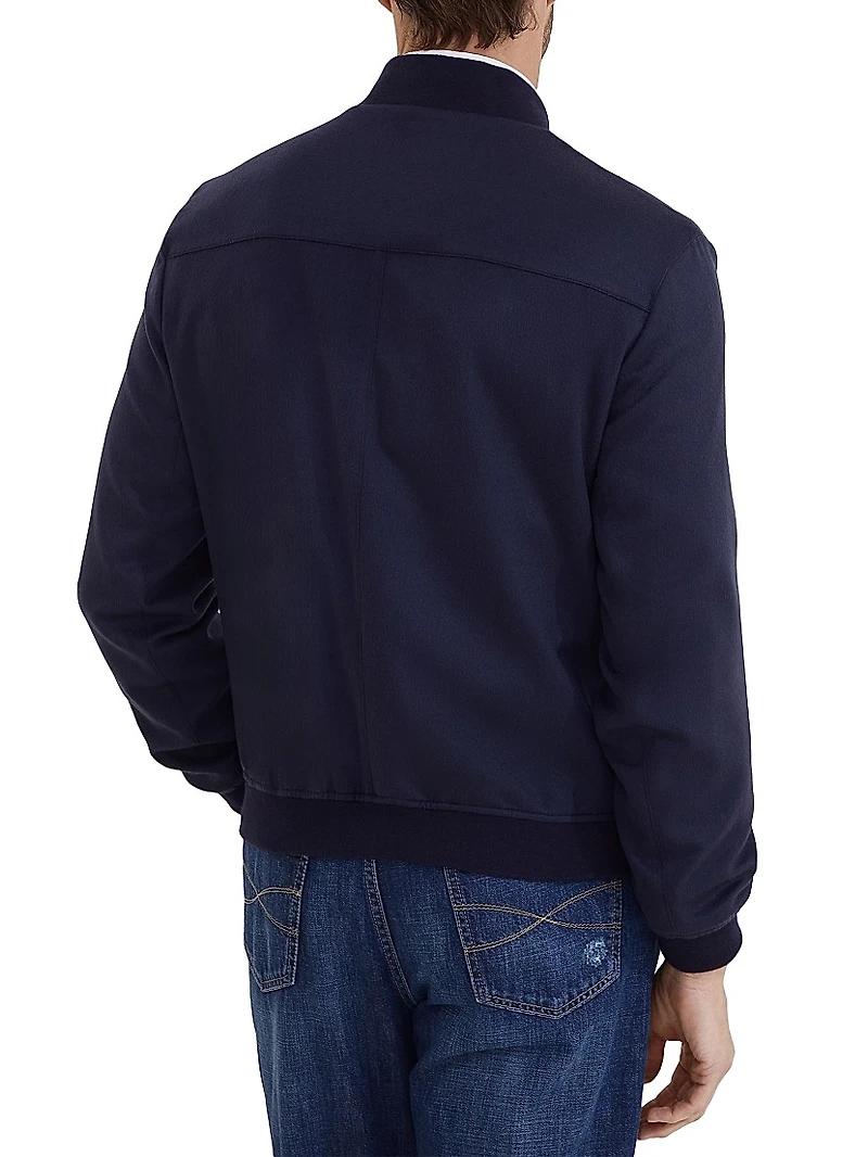 Lightweight Cashmere Flannel Bomber Jacket