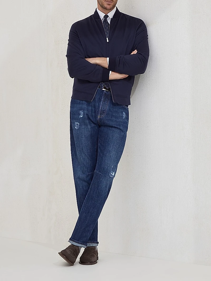 Lightweight Cashmere Flannel Bomber Jacket