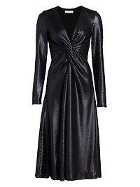 Embellished Twist-Front Midi-Dress
