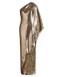 Sari Sequined One-Shoulder Gown