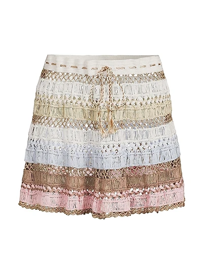 Cleo Crochet-Knit Cotton-Blend Miniskirt